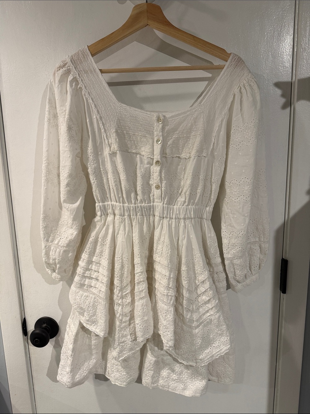 Astr White Boho Eyelet Lined Summer Dress